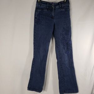 Vintage Esprit LA Hip Stretch Embroidered Flowers Blue Jeans Size 6
